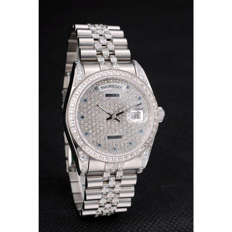 Replika r k Rolex DayDate Diamond Plated Stainless Steel Bracelet Diamond Plated Dial 41985